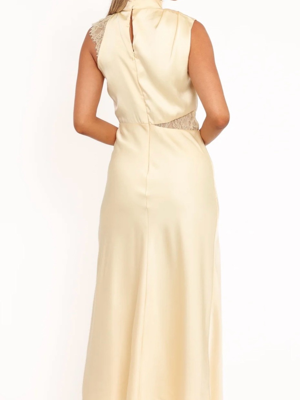 Petal & Pup Pale Yellow Anabelle Halter Neck Lace Maxi Dress - Picture 2 of 2